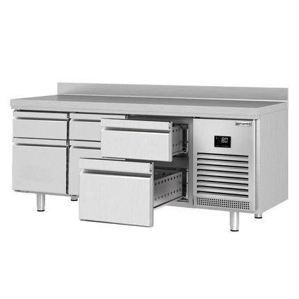 GGM Gastro Commercial Counter Fridge PREMIUM PLUS - 1960x700mm - with 6 drawers [1/3] - with upstand - capacity 465 litres