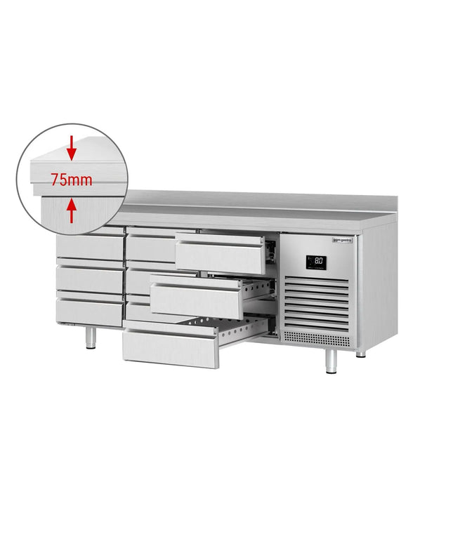 GGM Gastro Commercial Counter Fridge PREMIUM PLUS - 1960x700mm - with 9 drawers [1/3] - with upstand - capacity 465 litres