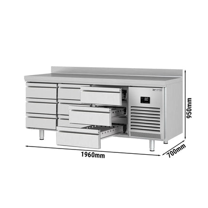 GGM Gastro Commercial Counter Fridge PREMIUM PLUS - 1960x700mm - with 9 drawers [1/3] - with upstand - capacity 465 litres