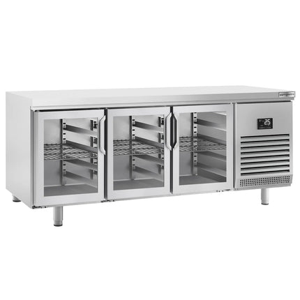 GGM Gastro Commercial Counter Fridge PREMIUM PLUS - 2185x800mm - glass doors - with 3 doors - capacity 635 litres