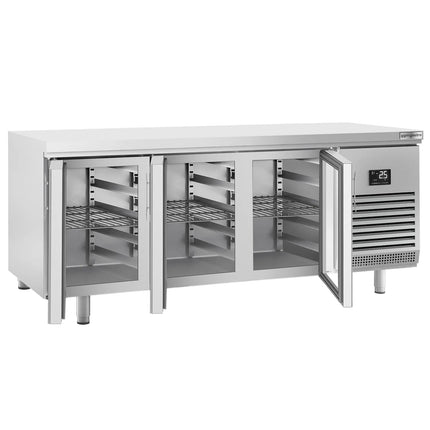 GGM Gastro Commercial Counter Fridge PREMIUM PLUS - 2185x800mm - glass doors - with 3 doors - capacity 635 litres