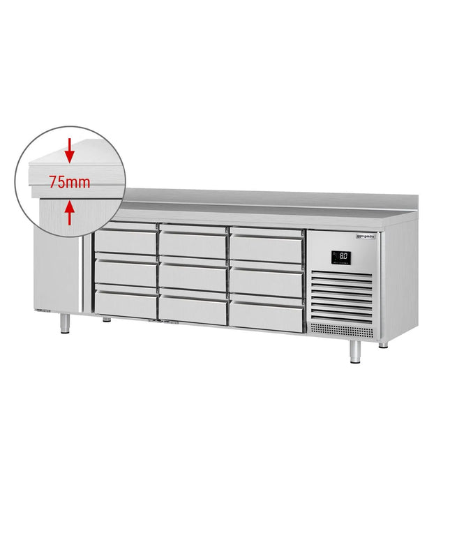 GGM Gastro Commercial Counter Fridge PREMIUM PLUS - 2452x600mm - with 1 door - 9 drawers [1/2] - with upstand - capacity 510 litres