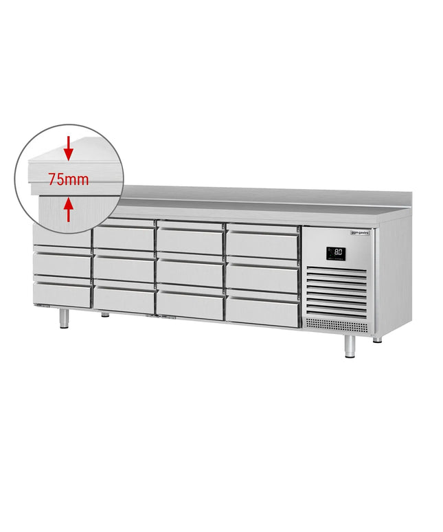 GGM Gastro Commercial Counter Fridge PREMIUM PLUS - 2452x600mm - with 12 drawers [1/2] - with upstand - capacity 510 litres