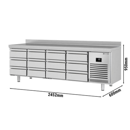 GGM Gastro Commercial Counter Fridge PREMIUM PLUS - 2452x600mm - with 12 drawers [1/2] - with upstand - capacity 510 litres