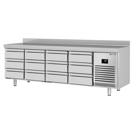 GGM Gastro Commercial Counter Fridge PREMIUM PLUS - 2452x600mm - with 12 drawers [1/2] - with upstand - capacity 510 litres