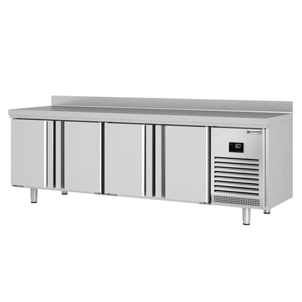 GGM Gastro Commercial Counter Fridge PREMIUM PLUS - 2452x600mm - with 4 doors - with upstand - capacity 510 litres