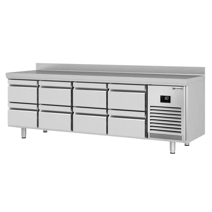 GGM Gastro Commercial Counter Fridge PREMIUM PLUS - 2452x600mm - with 8 drawers [1/2] - with upstand - capacity 510 litres