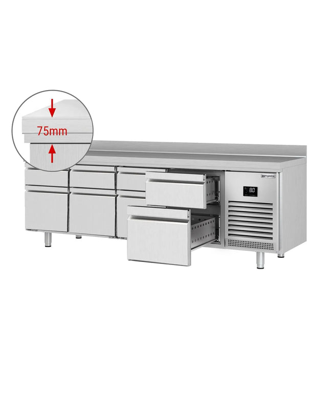 GGM Gastro Commercial Counter Fridge PREMIUM PLUS - 2452x700mm - with 8 drawers [1/3] - with upstand - capacity 625 litres