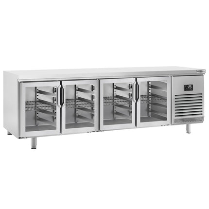 GGM Gastro Commercial Counter Fridge PREMIUM PLUS - 2752x800mm - glass doors - with 4 doors - capacity 850 litres