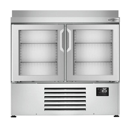 GGM Gastro Commercial Counter Fridge PREMIUM PLUS - 978x700mm - glass doors - with upstand - capacity 230 litres