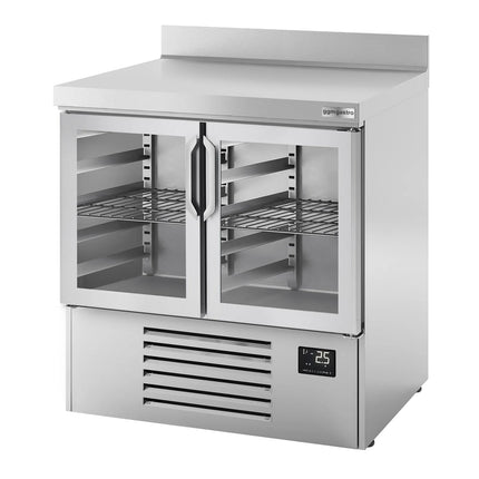 GGM Gastro Commercial Counter Fridge PREMIUM PLUS - 978x700mm - glass doors - with upstand - capacity 230 litres