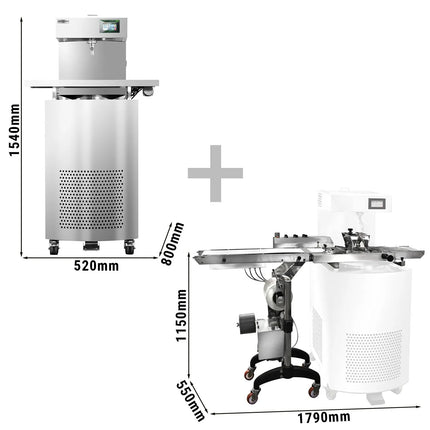GGM Gastro Commercial Countertop Chocolate Tempering Machine - 12kg - 2,5kW - with Dispensing Spout - incl. Vibrating Table - incl. Work Shelf - Enrobing Area