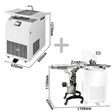 GGM Gastro Commercial Countertop Chocolate Tempering Machine - 30kg - 2,7kW - with Dispensing Spout - incl. Vibrating Table - incl. Work Shelf - Enrobing Area