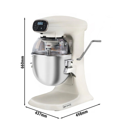 GGM Gastro Commercial Countertop Digital Planetary Mixer  - 12L - 880W - with display, lighting & 3 attachments - Light Ivory