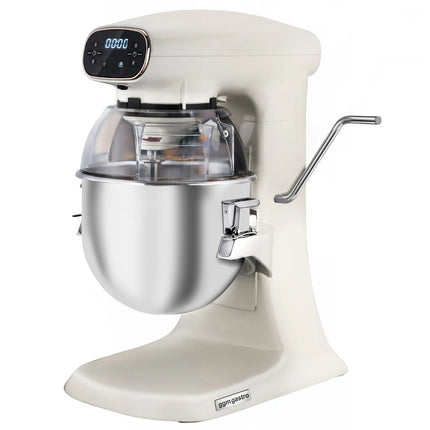 GGM Gastro Commercial Countertop Digital Planetary Mixer  - 12L - 880W - with display, lighting & 3 attachments - Light Ivory