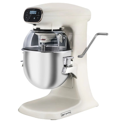 GGM Gastro Commercial Countertop Digital Planetary Mixer  - 12L - 880W - with display, lighting & 3 attachments - Light Ivory