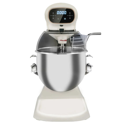 GGM Gastro Commercial Countertop Digital Planetary Mixer  - 12L - 880W - with display, lighting & 3 attachments - Light Ivory