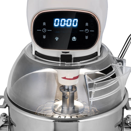 GGM Gastro Commercial Countertop Digital Planetary Mixer  - 12L - 880W - with display, lighting & 3 attachments - Light Ivory