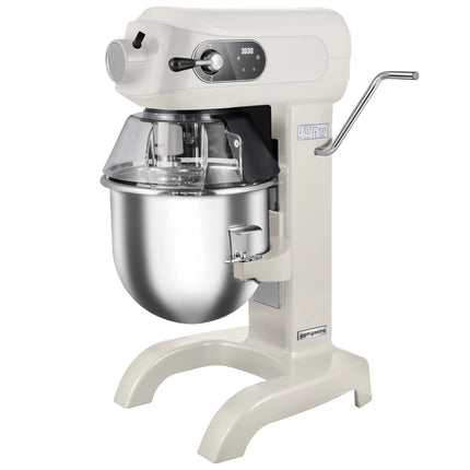 GGM Gastro Commercial Countertop Digital Planetary Mixer - 20L - 1,1kW - with display, lighting & 3 attachments - Light Ivory