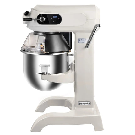 GGM Gastro Commercial Countertop Digital Planetary Mixer - 20L - 1,1kW - with display, lighting & 3 attachments - Light Ivory