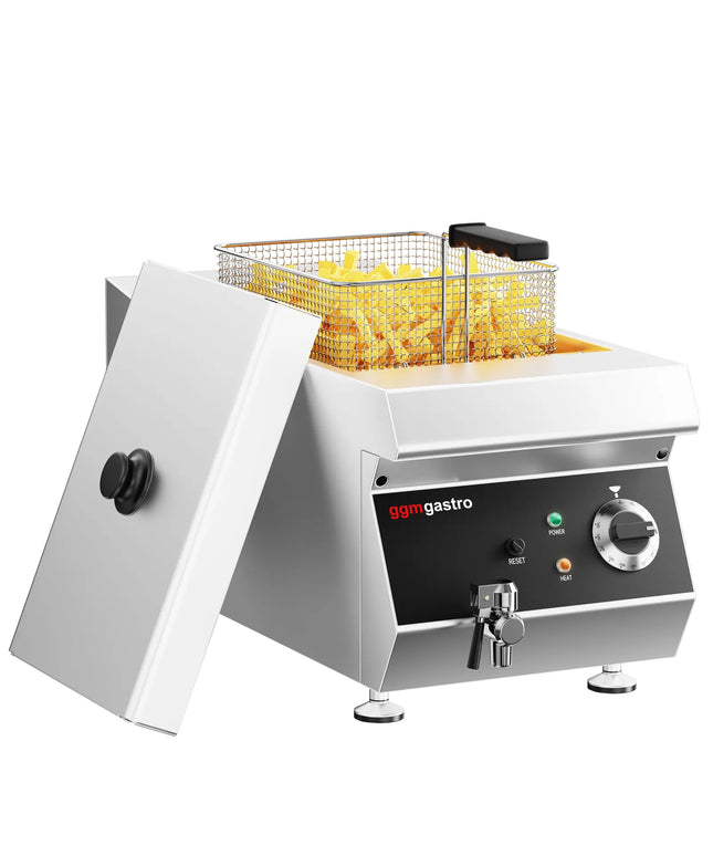 GGM Gastro Commercial Countertop Electric Fryer - 13 litres - 4.5kW - with drain tap