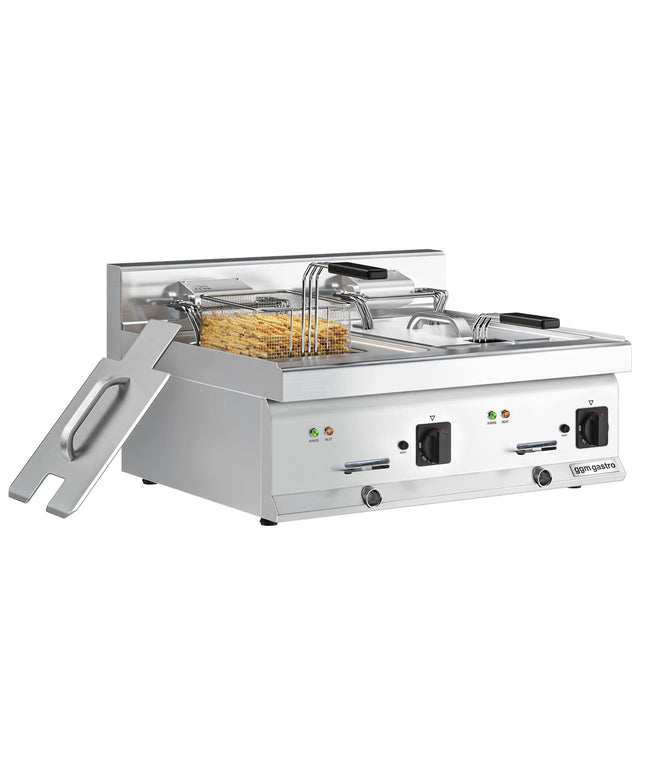 GGM Gastro Commercial Countertop Electric Twin Tank Fryer - 10+10 litres - 18kW