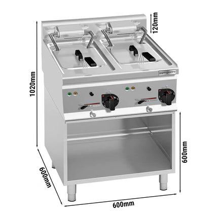 GGM Gastro Commercial Countertop Electric Twin Tank Fryer - 10+10 litres - 18kW - with drain tap - incl. base frame