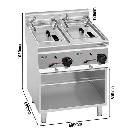 GGM Gastro Commercial Countertop Electric Twin Tank Fryer - 10+10 litres - 12kW - Manual - with drain tap - incl. base frame