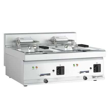 GGM Gastro Commercial Countertop Electric Twin Tank Fryer - 10+10 litres - 18kW