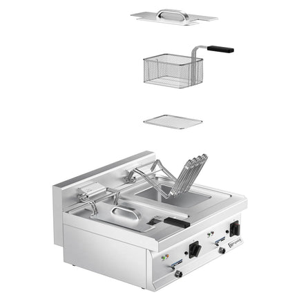 GGM Gastro Commercial Countertop Electric Twin Tank Fryer - 10+10 litres - 18kW