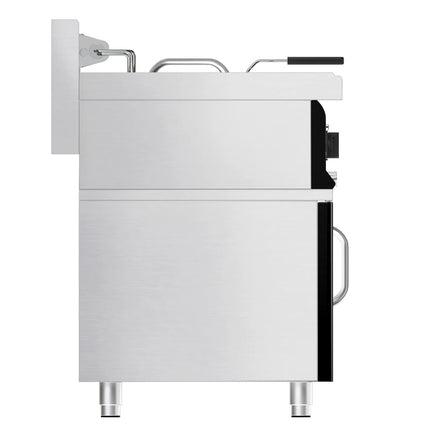 GGM Gastro Commercial Countertop Electric Twin Tank Fryer - 10+10 litres - 28.5kW - with drain tap - incl. substructure with 2 doors