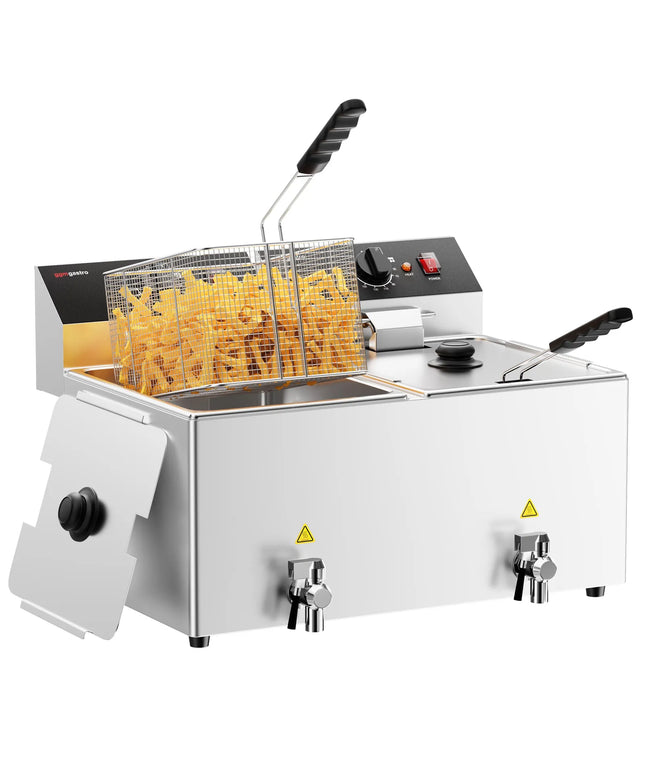 GGM Gastro Commercial Countertop Electric Twin Tank Fryer - 12+12 litres - 6.5kW - Manual