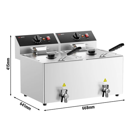GGM Gastro Commercial Countertop Electric Twin Tank Fryer - 12+12 litres - 6.5kW - Manual