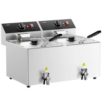 GGM Gastro Commercial Countertop Electric Twin Tank Fryer - 12+12 litres - 6.5kW - Manual