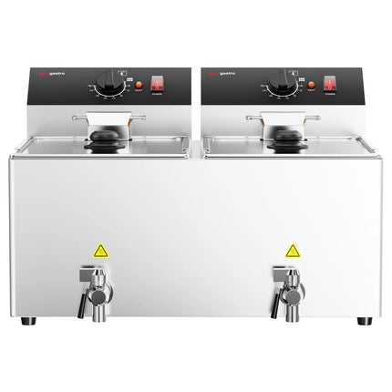 GGM Gastro Commercial Countertop Electric Twin Tank Fryer - 12+12 litres - 6.5kW - Manual