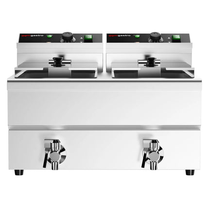 GGM Gastro Commercial Countertop Electric Twin Tank Fryer - 12+12 litres - 6.5kW - with drain valve
