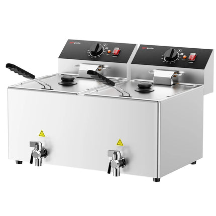 GGM Gastro Commercial Countertop Electric Twin Tank Fryer - 12+12 litres - 6.5kW - Manual
