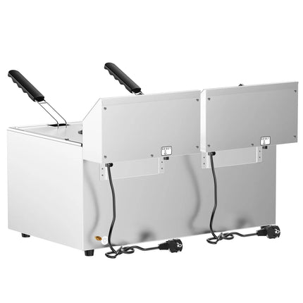 GGM Gastro Commercial Countertop Electric Twin Tank Fryer - 12+12 litres - 6.5kW - Manual
