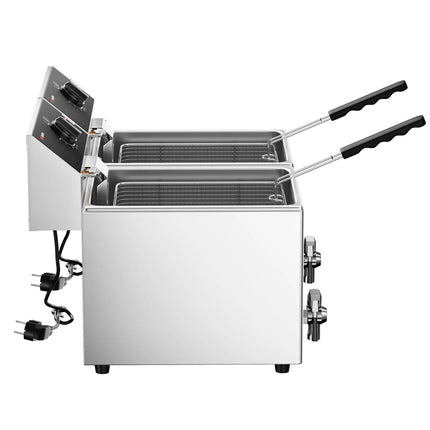 GGM Gastro Commercial Countertop Electric Twin Tank Fryer - 12+12 litres - 6.5kW - Manual
