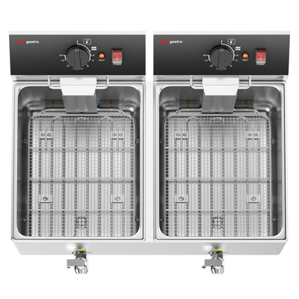 GGM Gastro Commercial Countertop Electric Twin Tank Fryer - 12+12 litres - 6.5kW - Manual