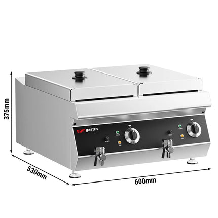 GGM Gastro Commercial Countertop Electric Twin Tank Fryer - 13+13 litres - 9kW - with drain tap