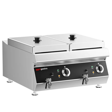GGM Gastro Commercial Countertop Electric Twin Tank Fryer - 13+13 litres - 9kW - with drain tap