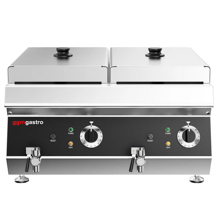 GGM Gastro Commercial Countertop Electric Twin Tank Fryer - 13+13 litres - 9kW - with drain tap