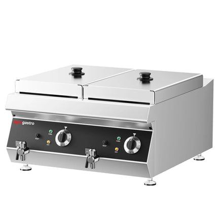 GGM Gastro Commercial Countertop Electric Twin Tank Fryer - 13+13 litres - 9kW - with drain tap