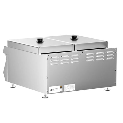 GGM Gastro Commercial Countertop Electric Twin Tank Fryer - 13+13 litres - 9kW - with drain tap