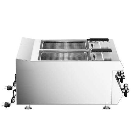 GGM Gastro Commercial Countertop Electric Twin Tank Fryer - 13+13 litres - 9kW - with drain tap