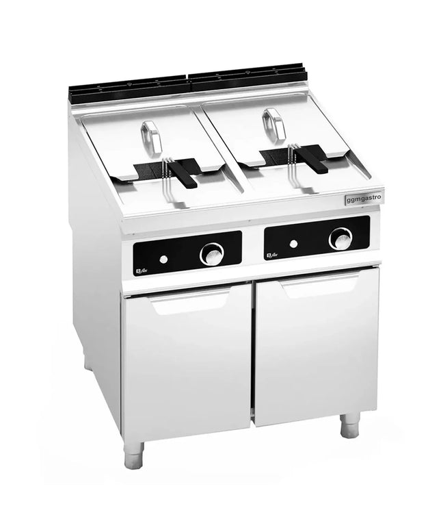 GGM Gastro Commercial Countertop Electric Twin Tank Fryer - 22+22 litres - 44kW - Electronic control - with drain tap