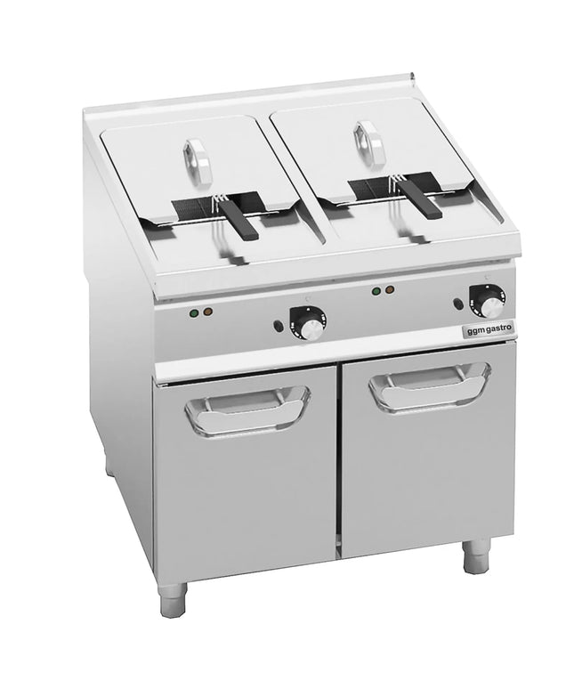 GGM Gastro Commercial Countertop Electric Twin Tank Fryer - 22+22 litres - 44kW - Manual