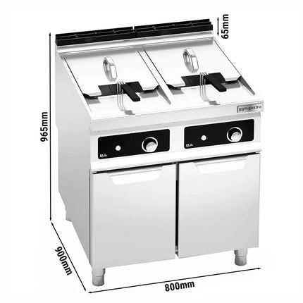 GGM Gastro Commercial Countertop Electric Twin Tank Fryer - 22+22 litres - 44kW - Electronic control - with drain tap