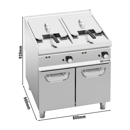 GGM Gastro Commercial Countertop Electric Twin Tank Fryer - 22+22 litres - 44kW - Manual